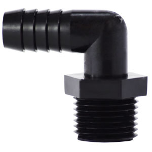 1/2 X 3/8 HB X MIP BLK POLY ELB