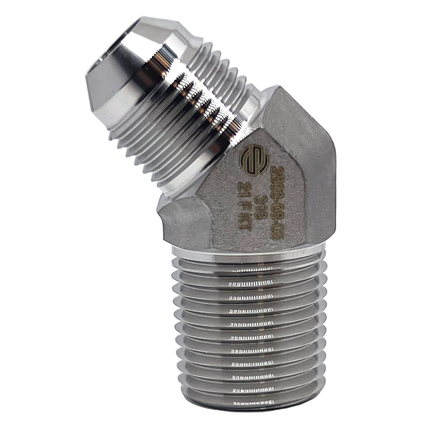 3/8 JIC FLARE X 1/2 MALE S.S. 45