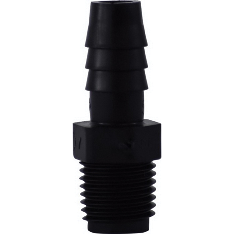3/8 X 3/8 HB X MIP BLK POLY ADPT