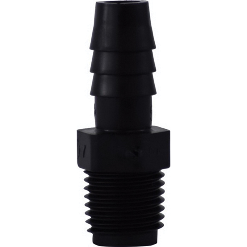 1/4 X 3/8 HB X MIP BLK POLY ADPT