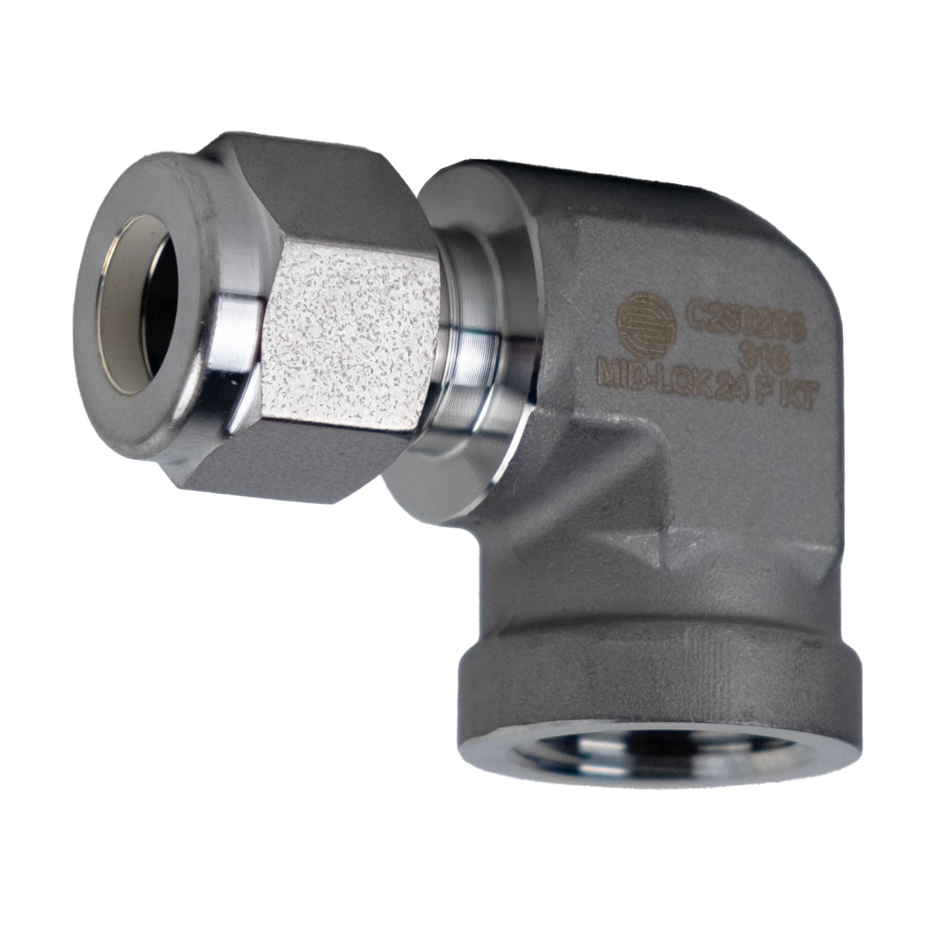 1/2X1/2 TUBEXFNPT 90 UNION EL 316SS