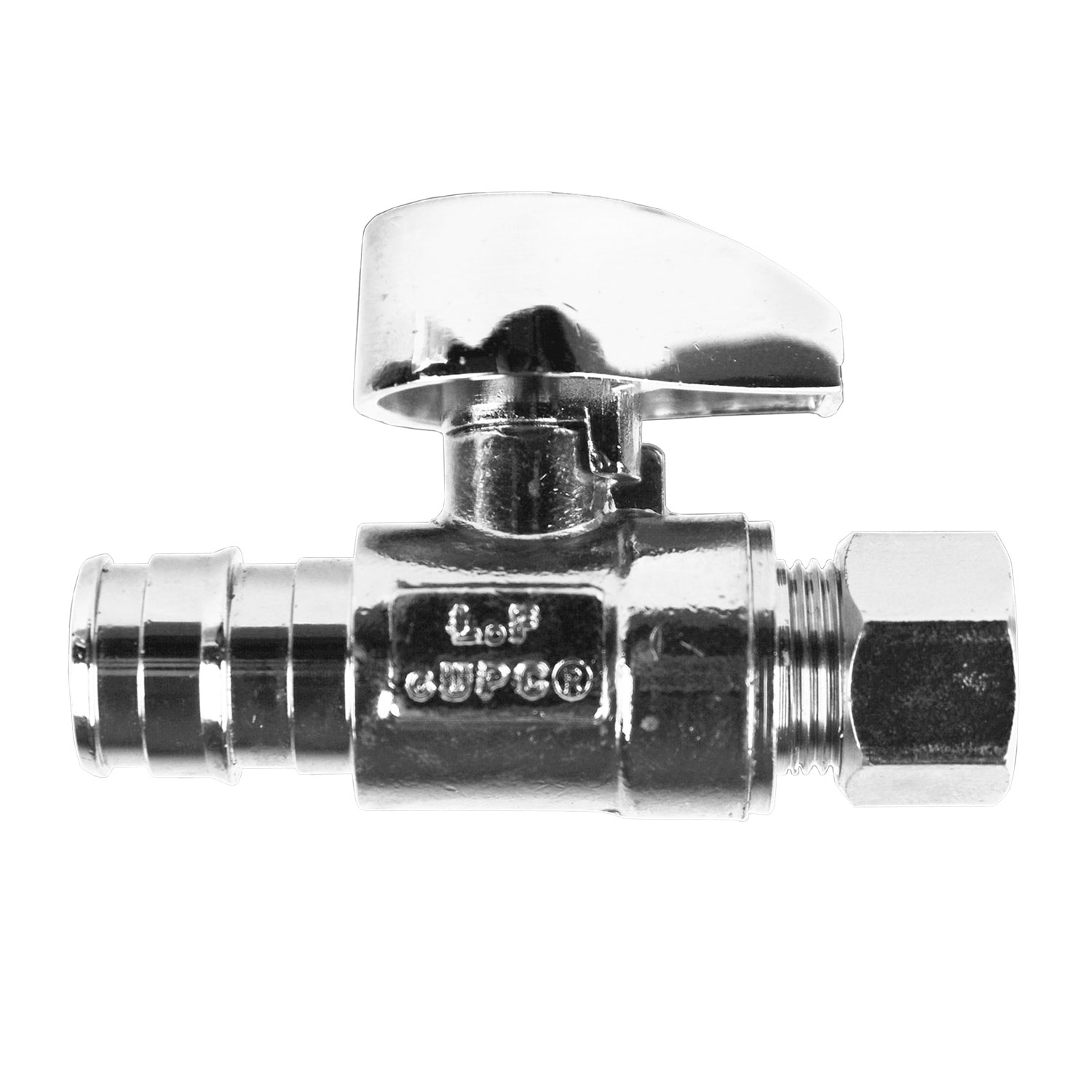 1/2 PEX X 3/8 OD STR LF MINI 1/4 TURN