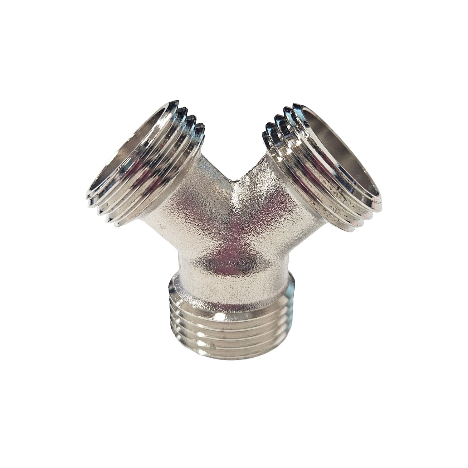 BRASS Y HOSE FITTING 3/4MGH NICKEL PLATE